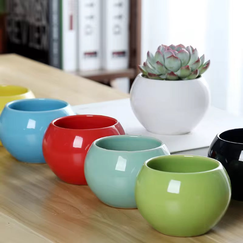 Black ceramic planter
