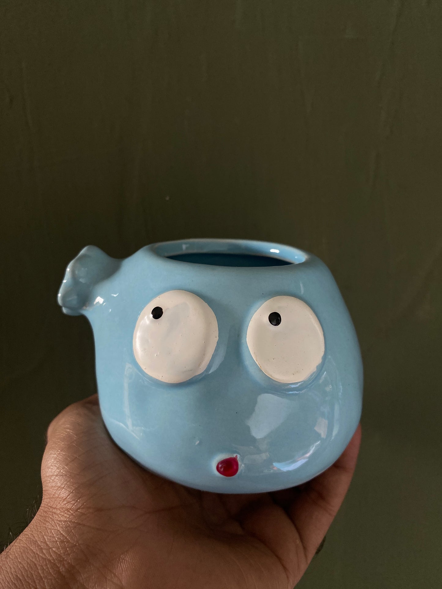 Blue fish ceramic planter