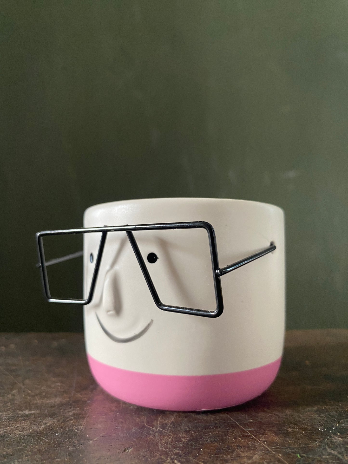 White pink specs ceramic planter