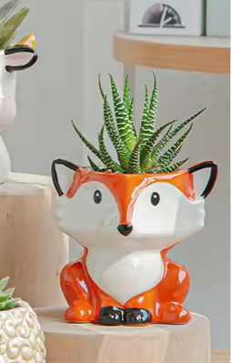 Fox ceramic planter