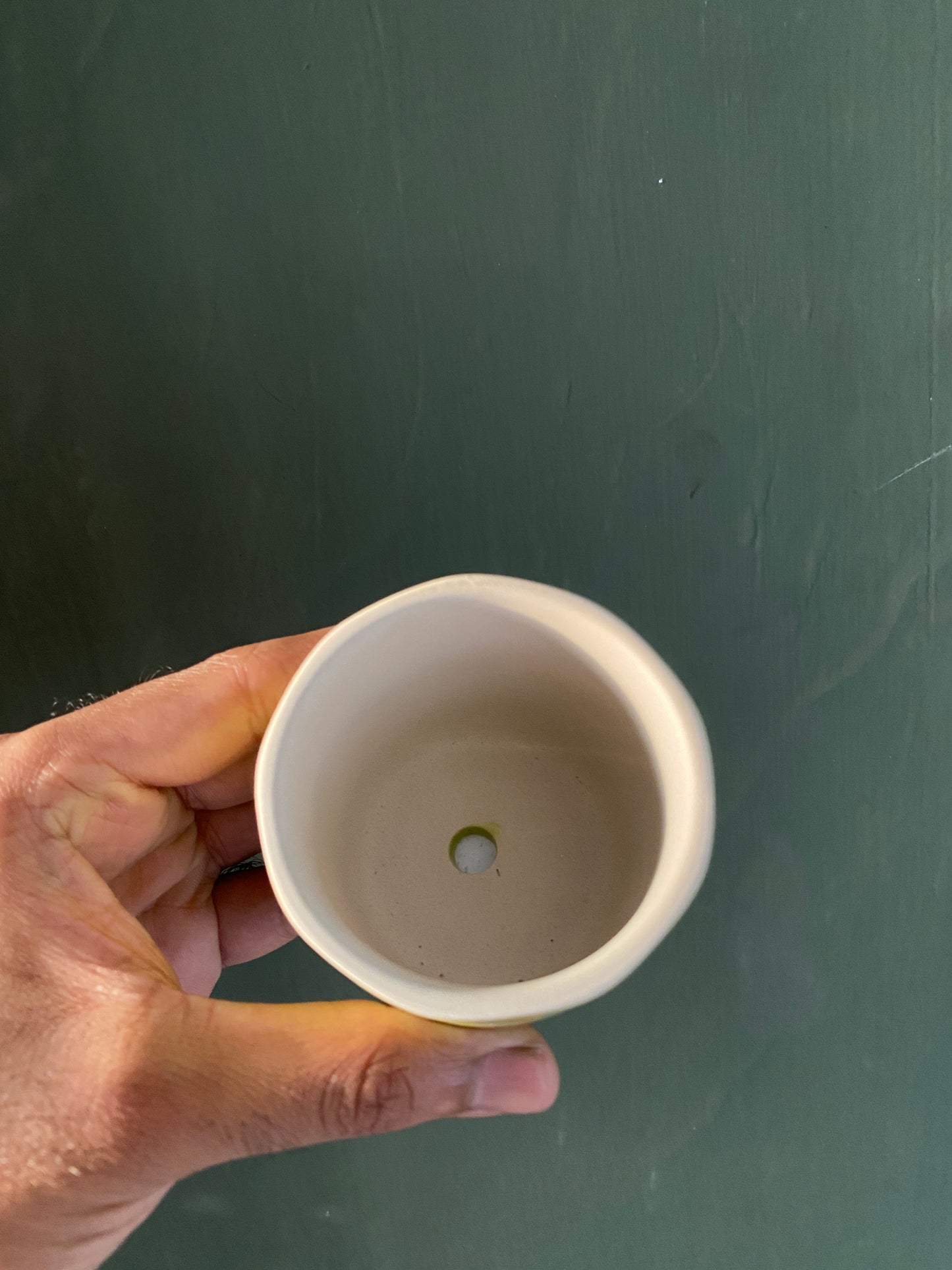Green ceramic planter