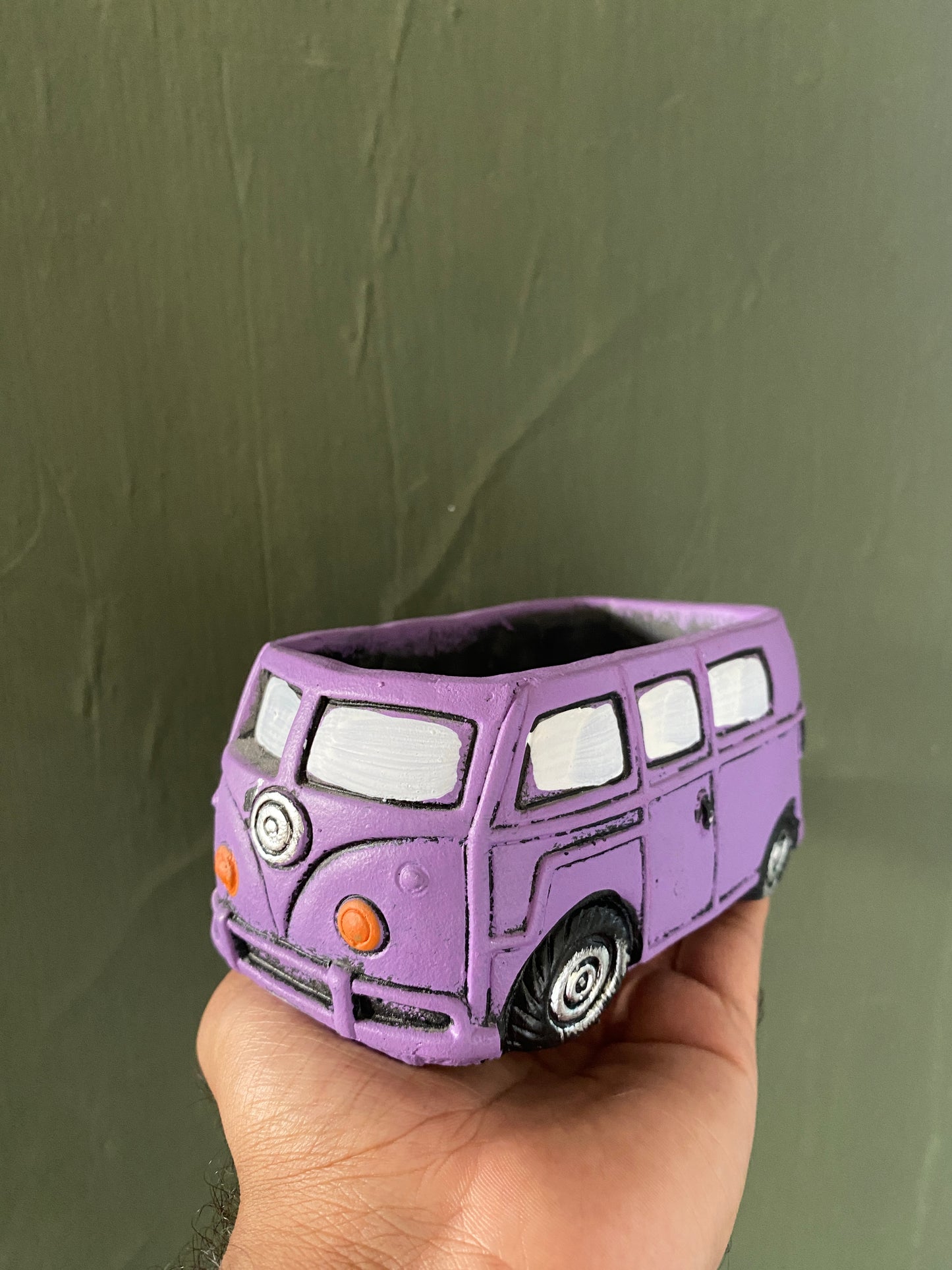 Lavender caravan concrete planter