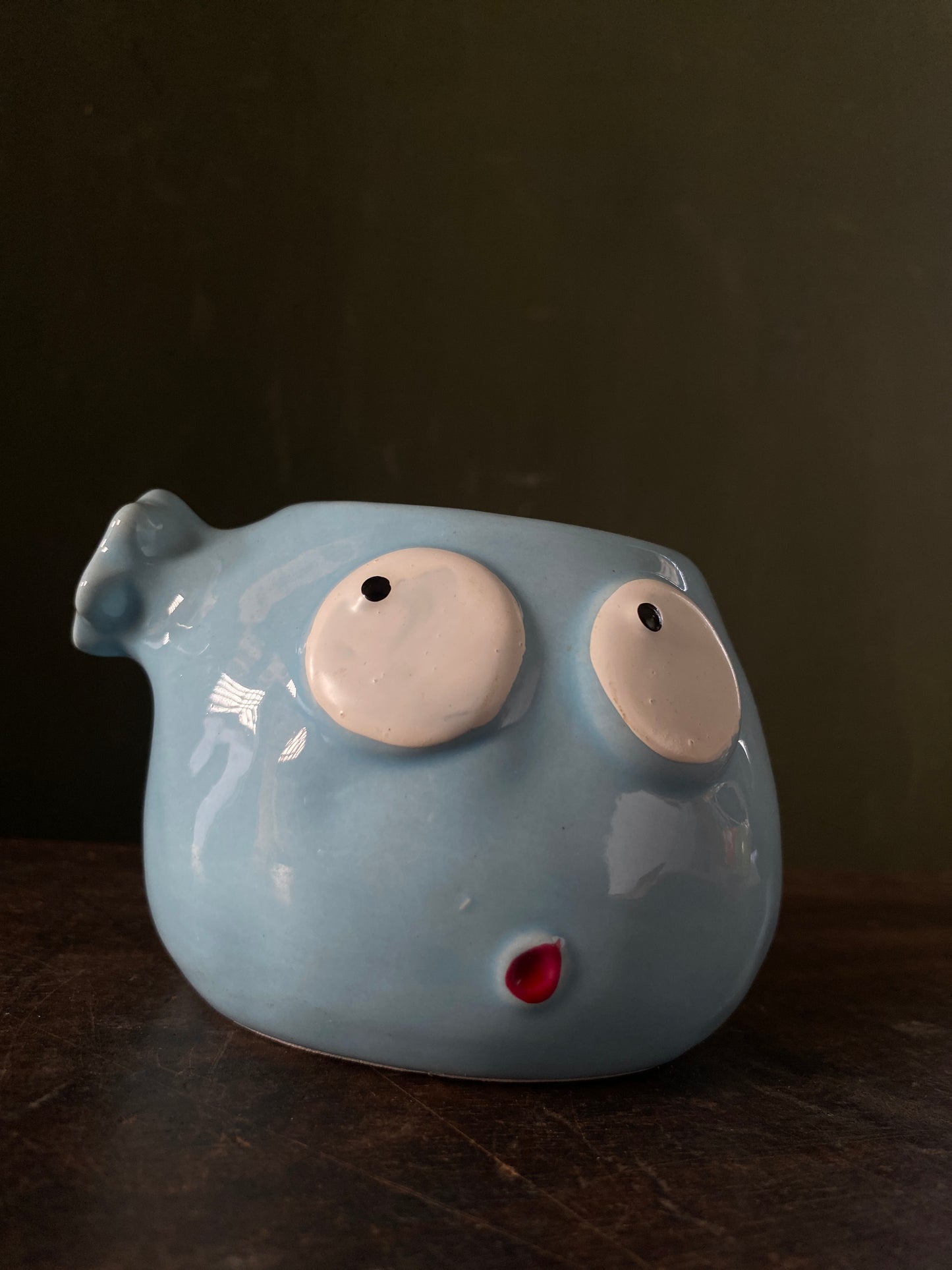 Blue fish ceramic planter