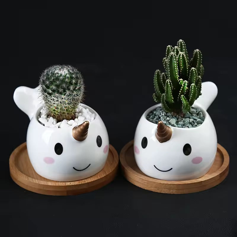 Unicorn ceramic planter