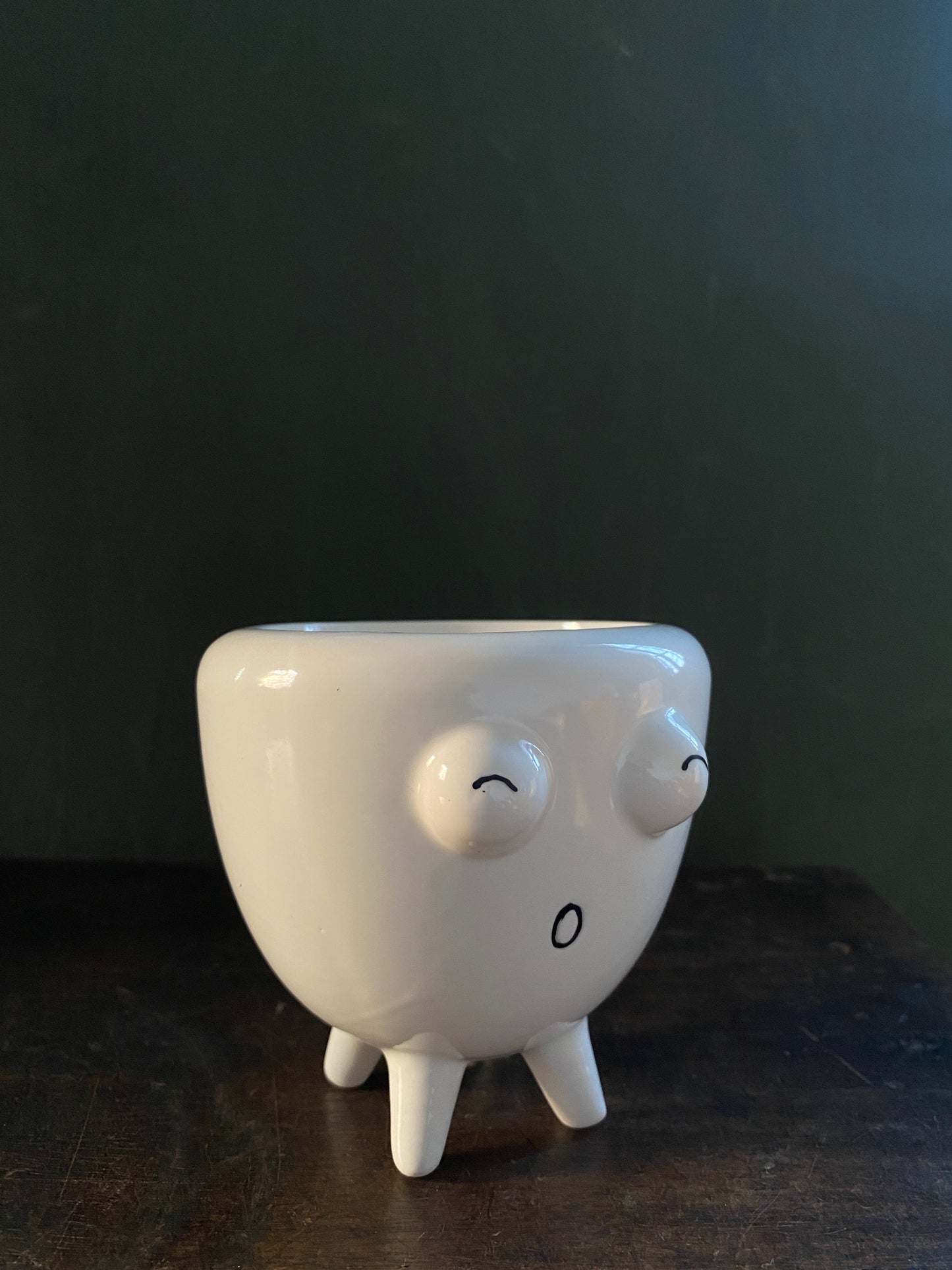 White animal ceramic planter