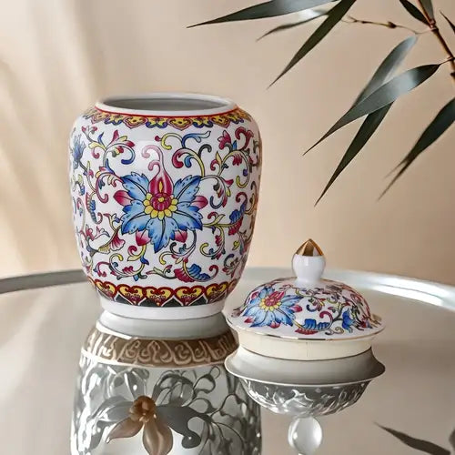 Chinese Porcelain Tea Jars With Lids – Ceramic Tea Storage Canisters Airtight Container for Loose Tea, Sugar, Herbs