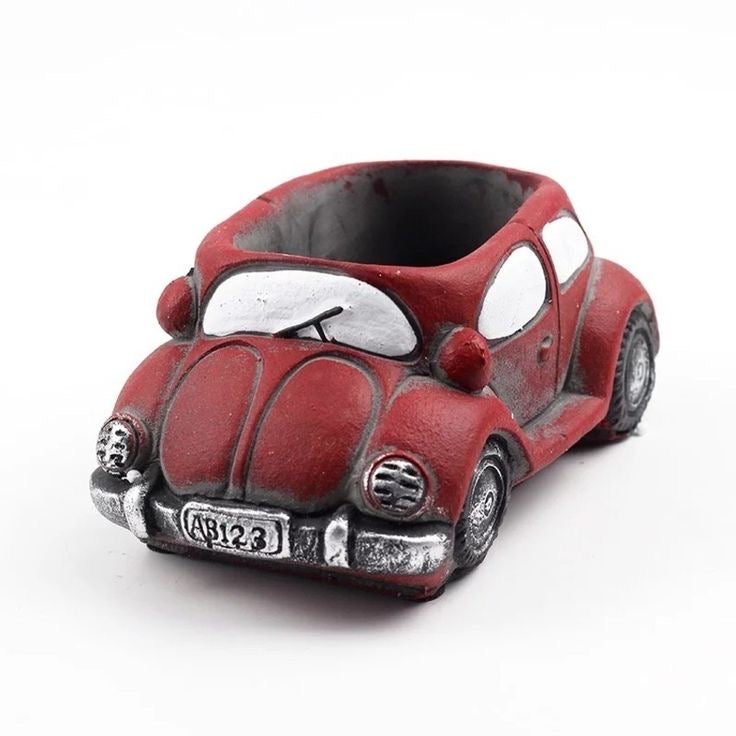 Red car concrete planter