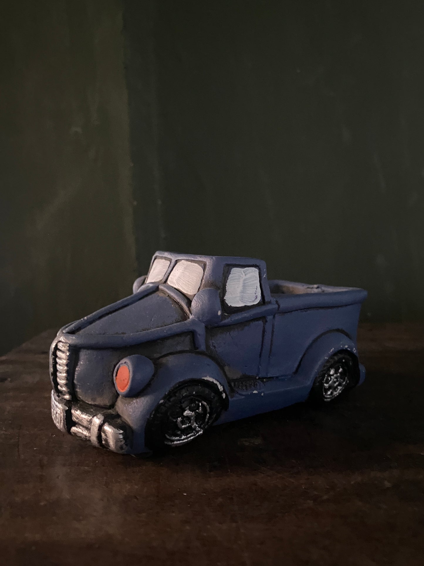 Blue car concrete planter