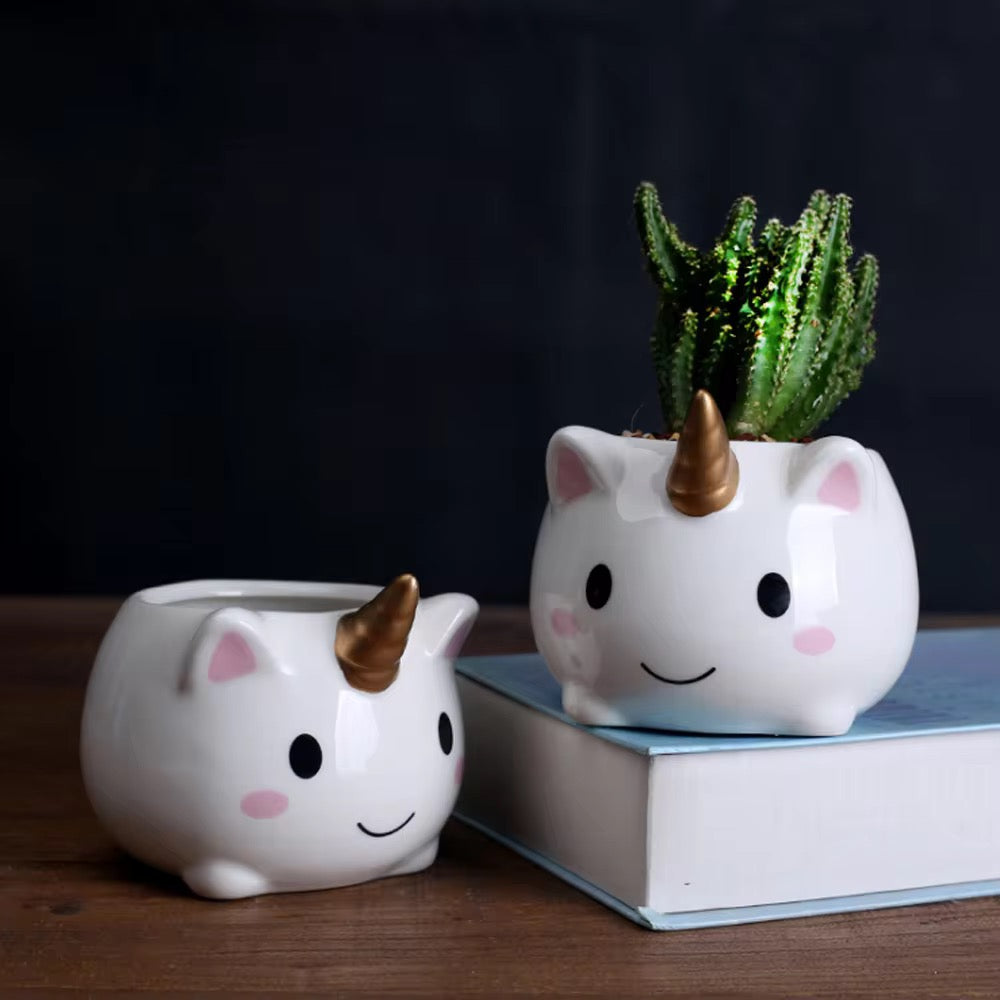 Unicorn ceramic planter