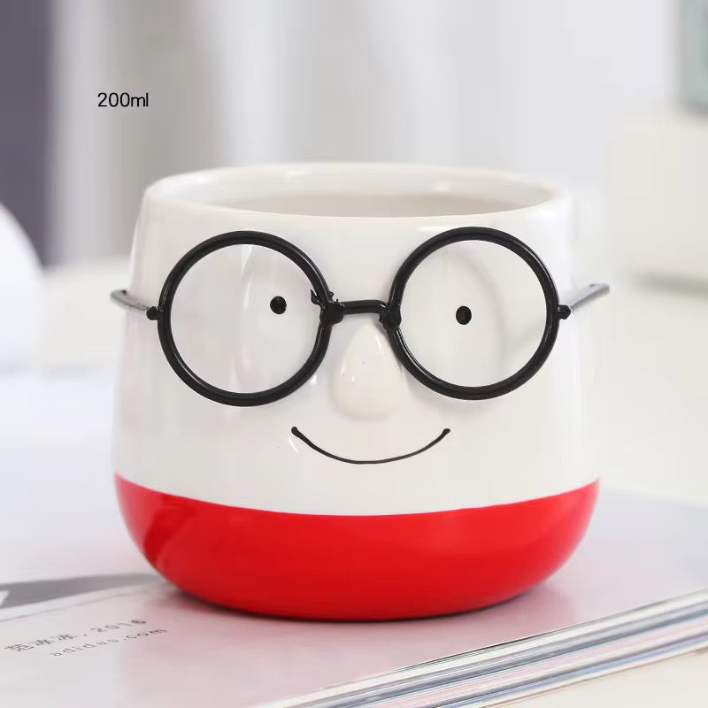 White red specs ceramic planter