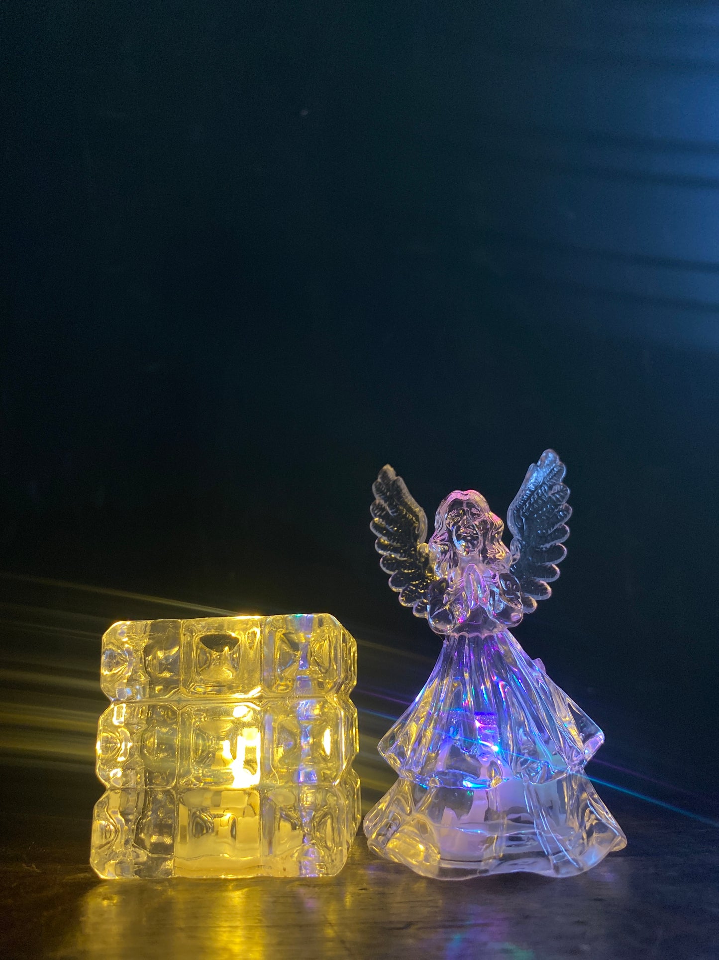 Christmas Decoration Combo – LED Candle Holder, Angel Figurine– Elegant Festive Decor