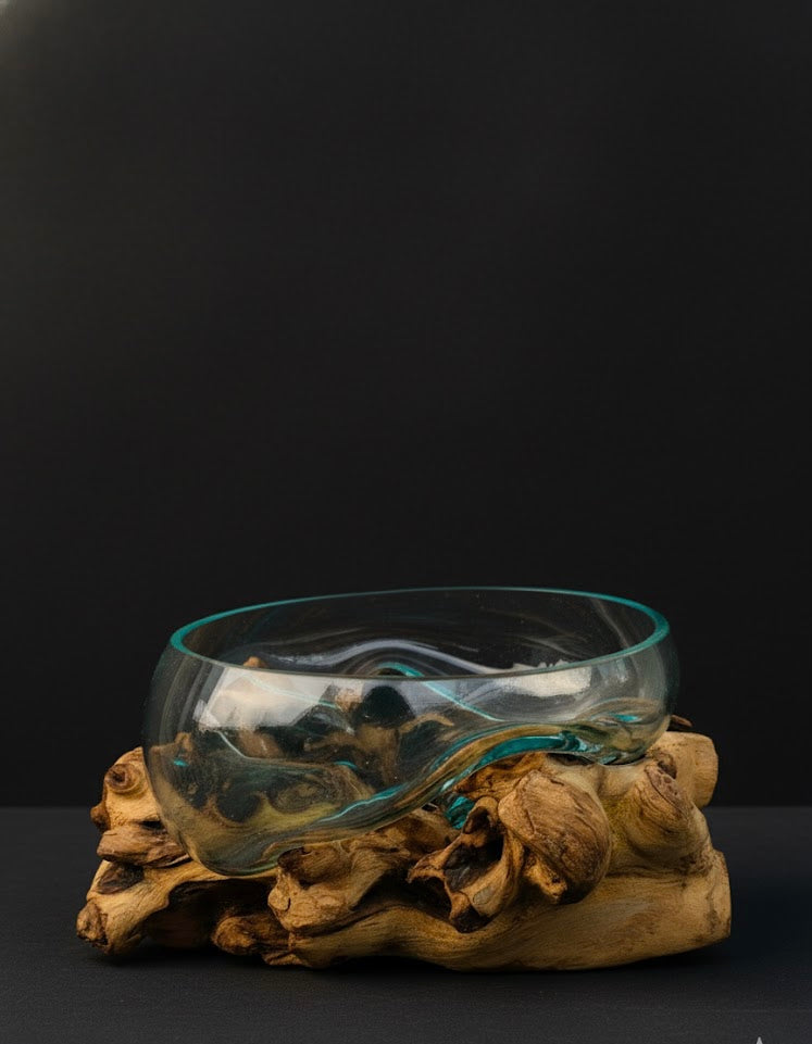 Molten Glass on teak Driftwood-Oceanbowl(large)