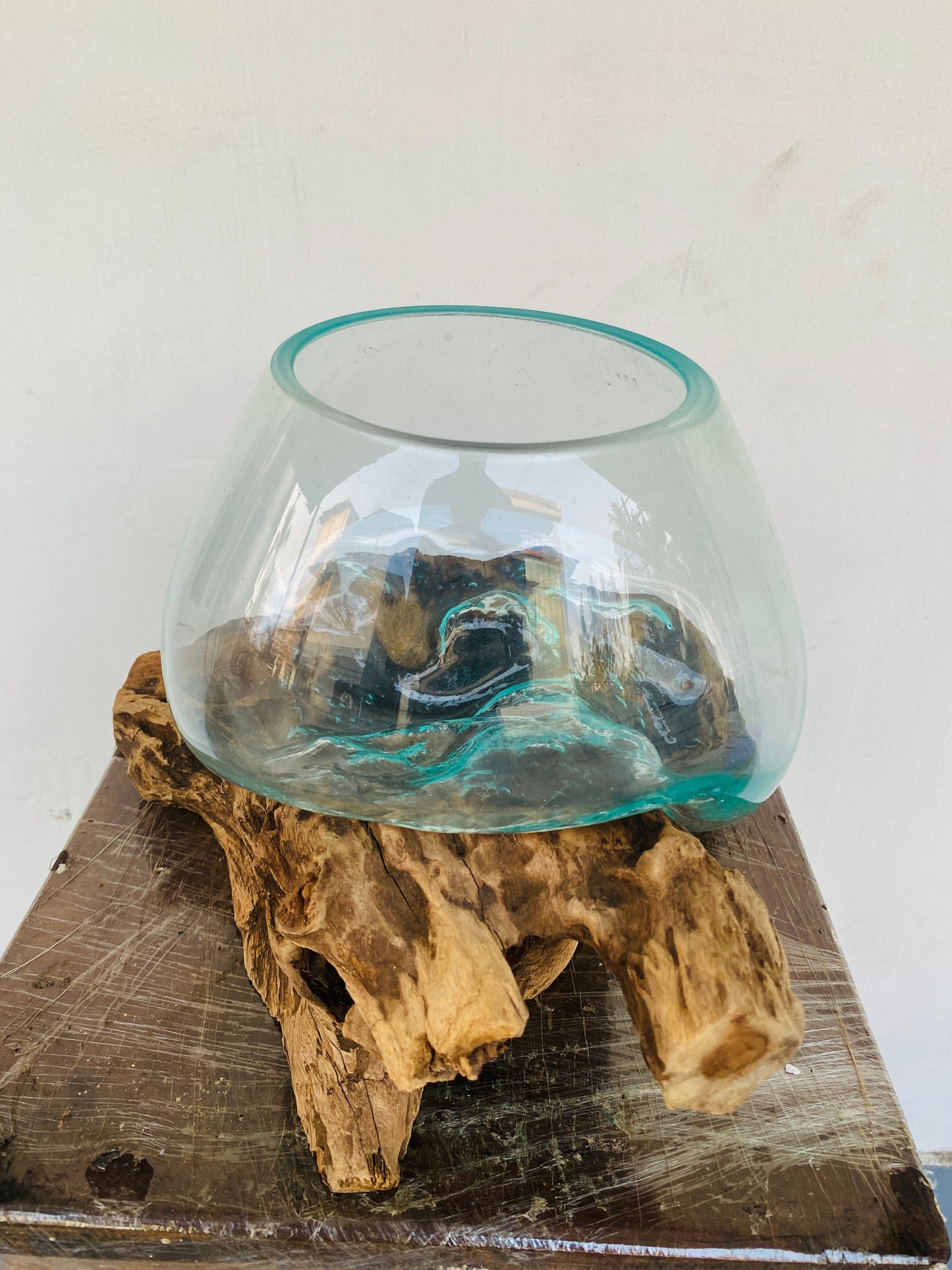 Molten Glass on teak Driftwood-wavecrest large