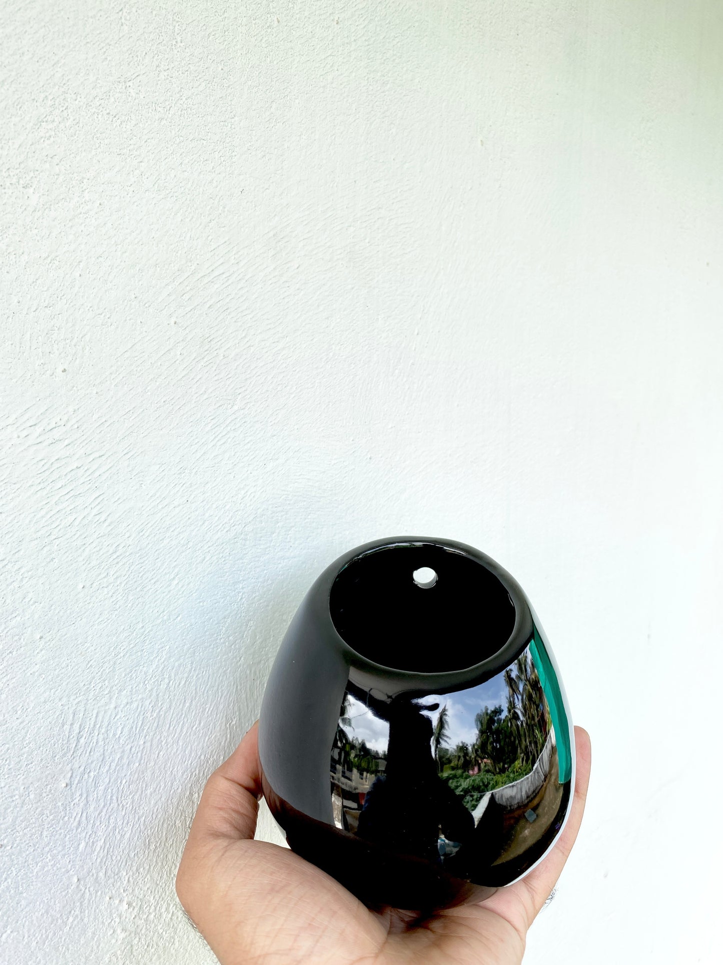 Black wall hanging ceramic planter