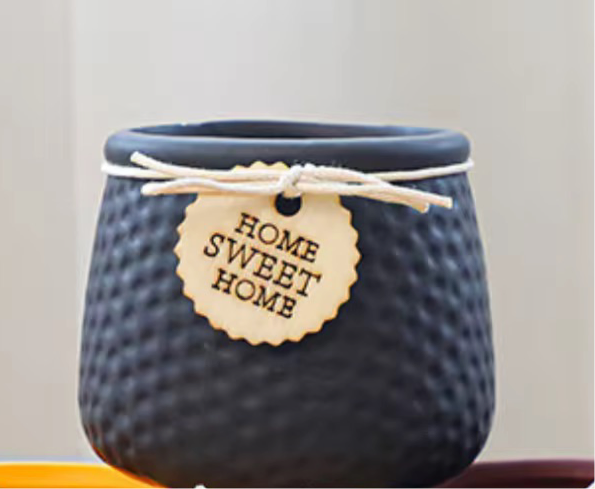 Black Home sweet home ceramic planter