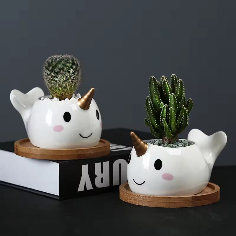 Unicorn ceramic planter