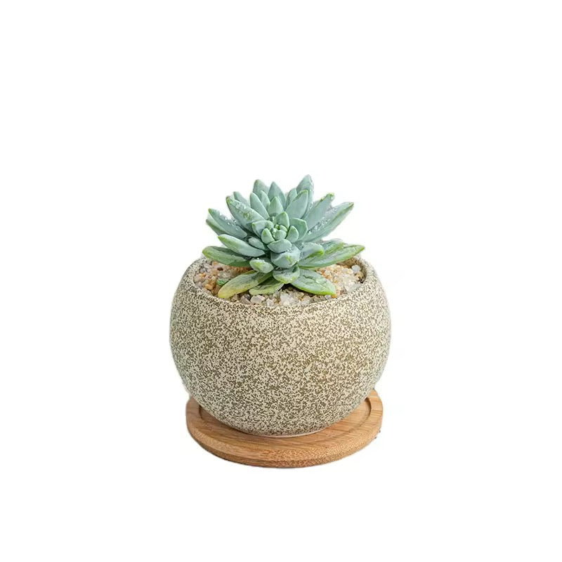 Brown textured ceramic planter