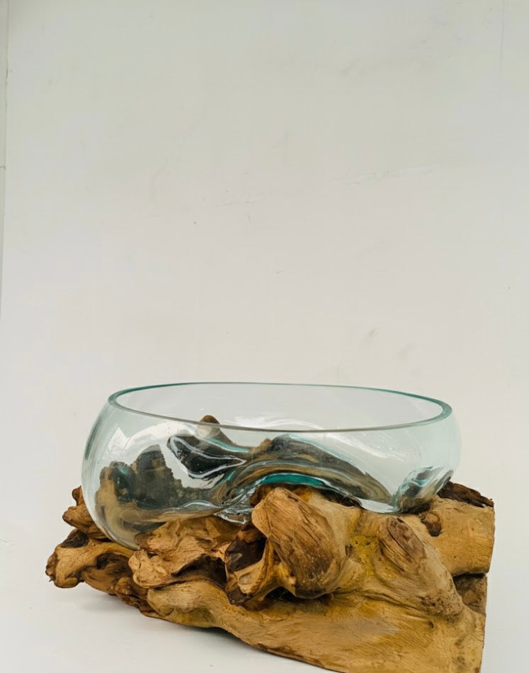 Molten Glass on teak Driftwood-Oceanbowl(large)