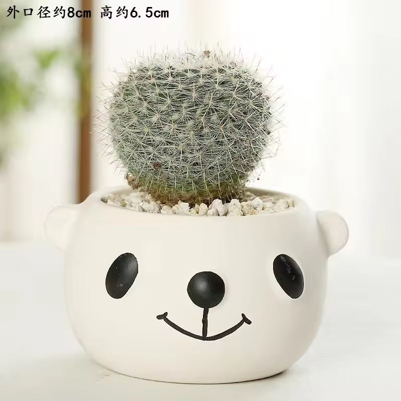 Black&white panda animal ceramic planter