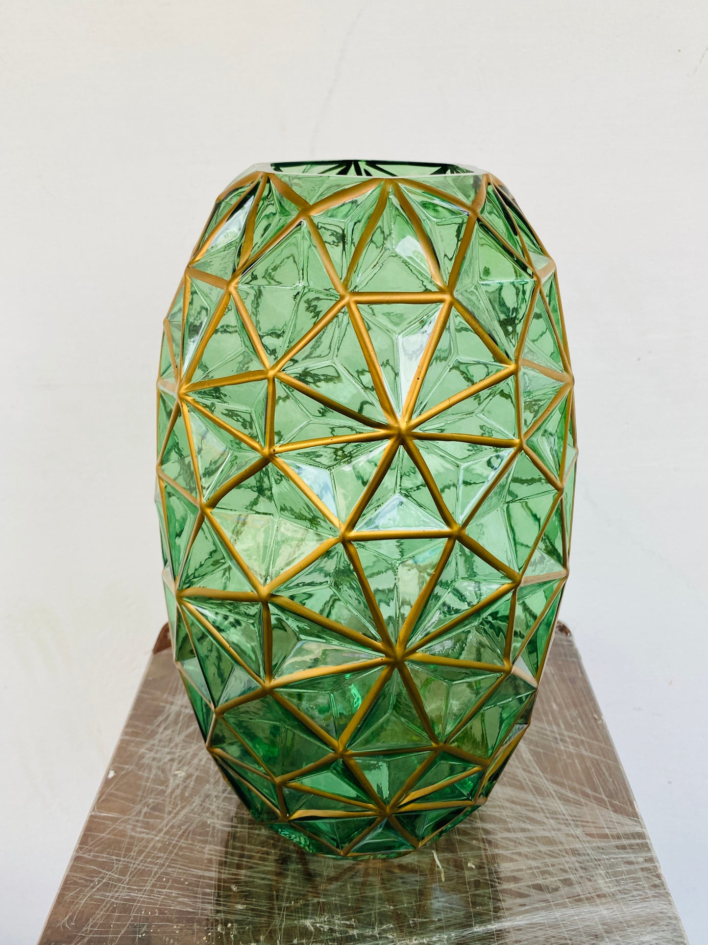 Premium Imported Designer Green Glass Vase showpiece– Limited Edition
