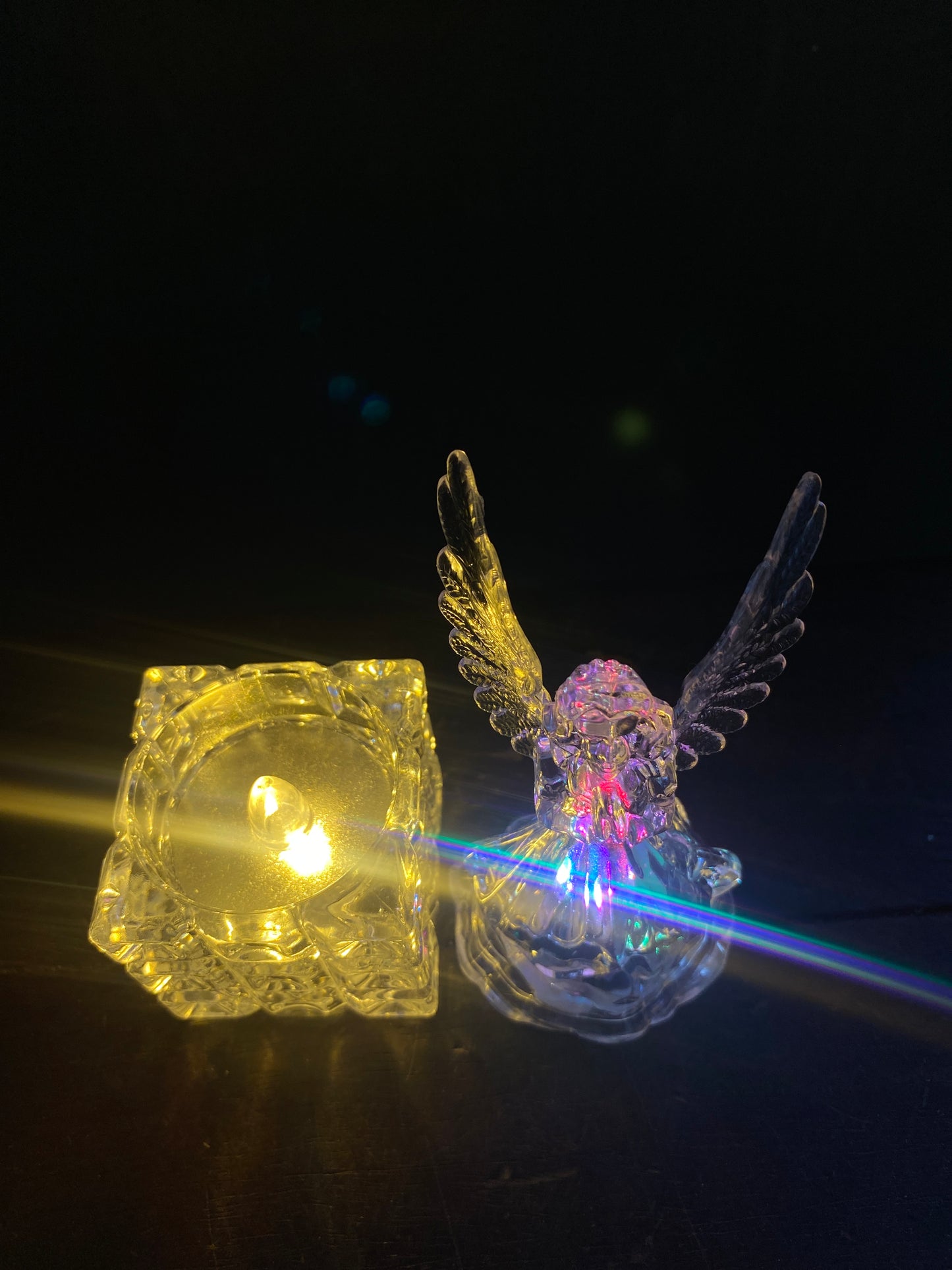 Christmas Decoration Combo – LED Candle Holder, Angel Figurine– Elegant Festive Decor