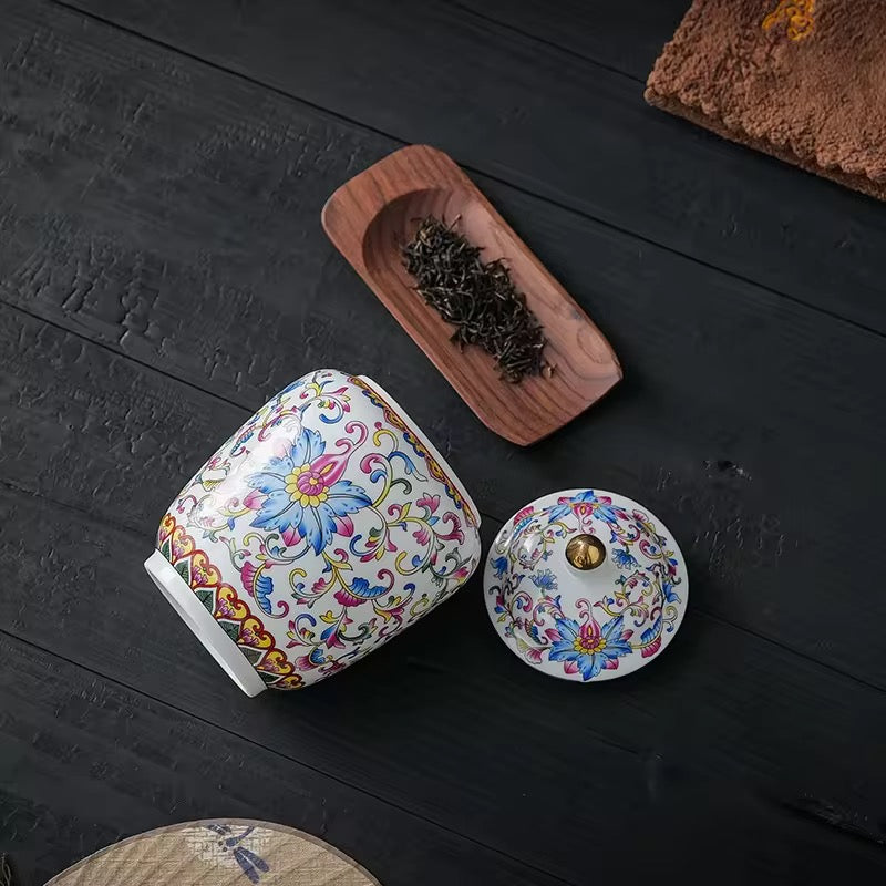 Chinese Porcelain Tea Jars With Lids – Ceramic Tea Storage Canisters Airtight Container for Loose Tea, Sugar, Herbs