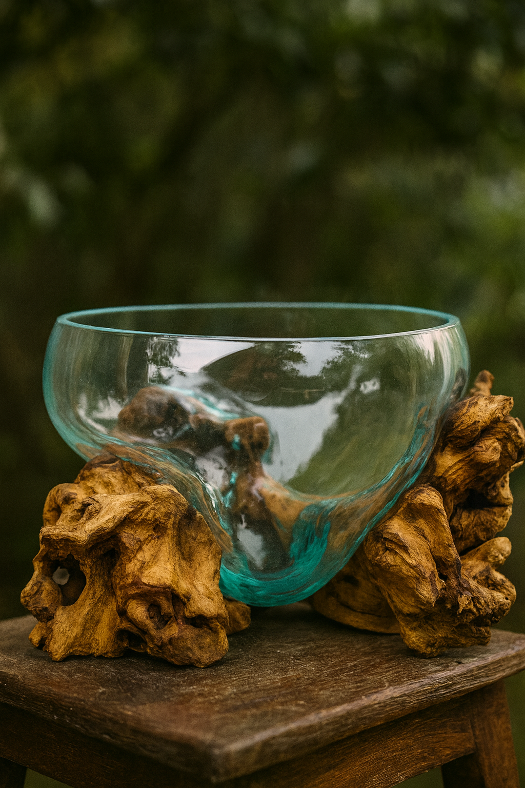Molten Glass on teak Driftwood-Aquaroot