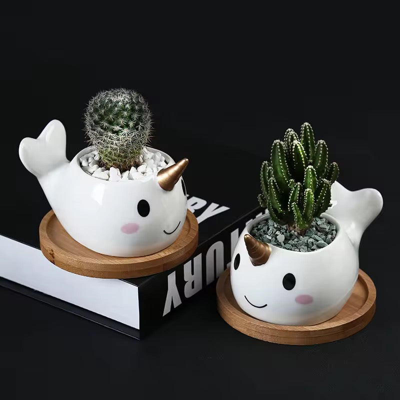 Unicorn ceramic planter