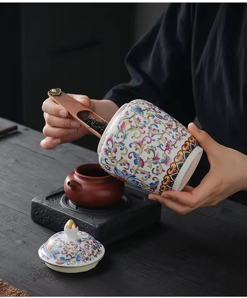 Chinese Porcelain Tea Jars With Lids – Ceramic Tea Storage Canisters Airtight Container for Loose Tea, Sugar, Herbs