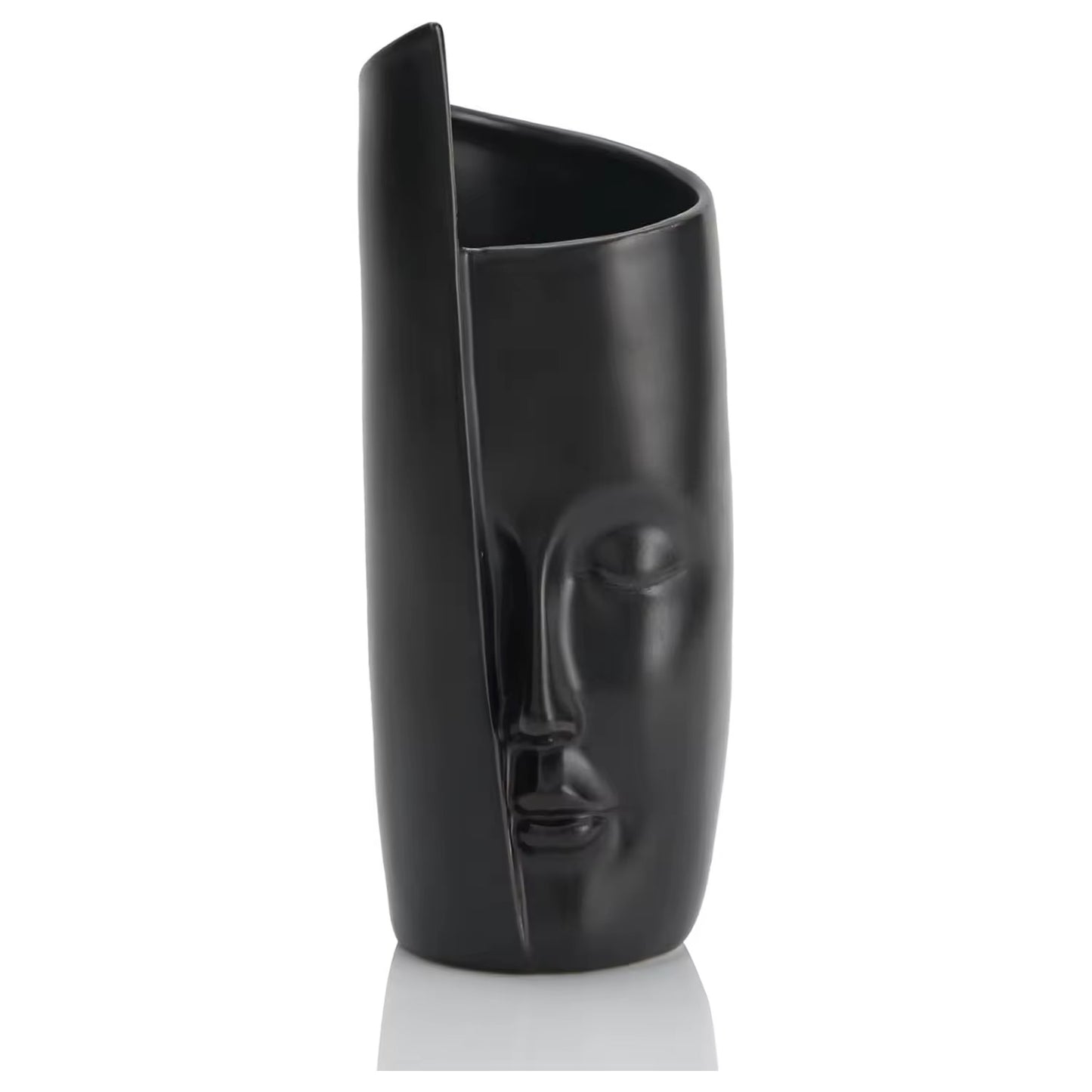 Black ceramic face pot
