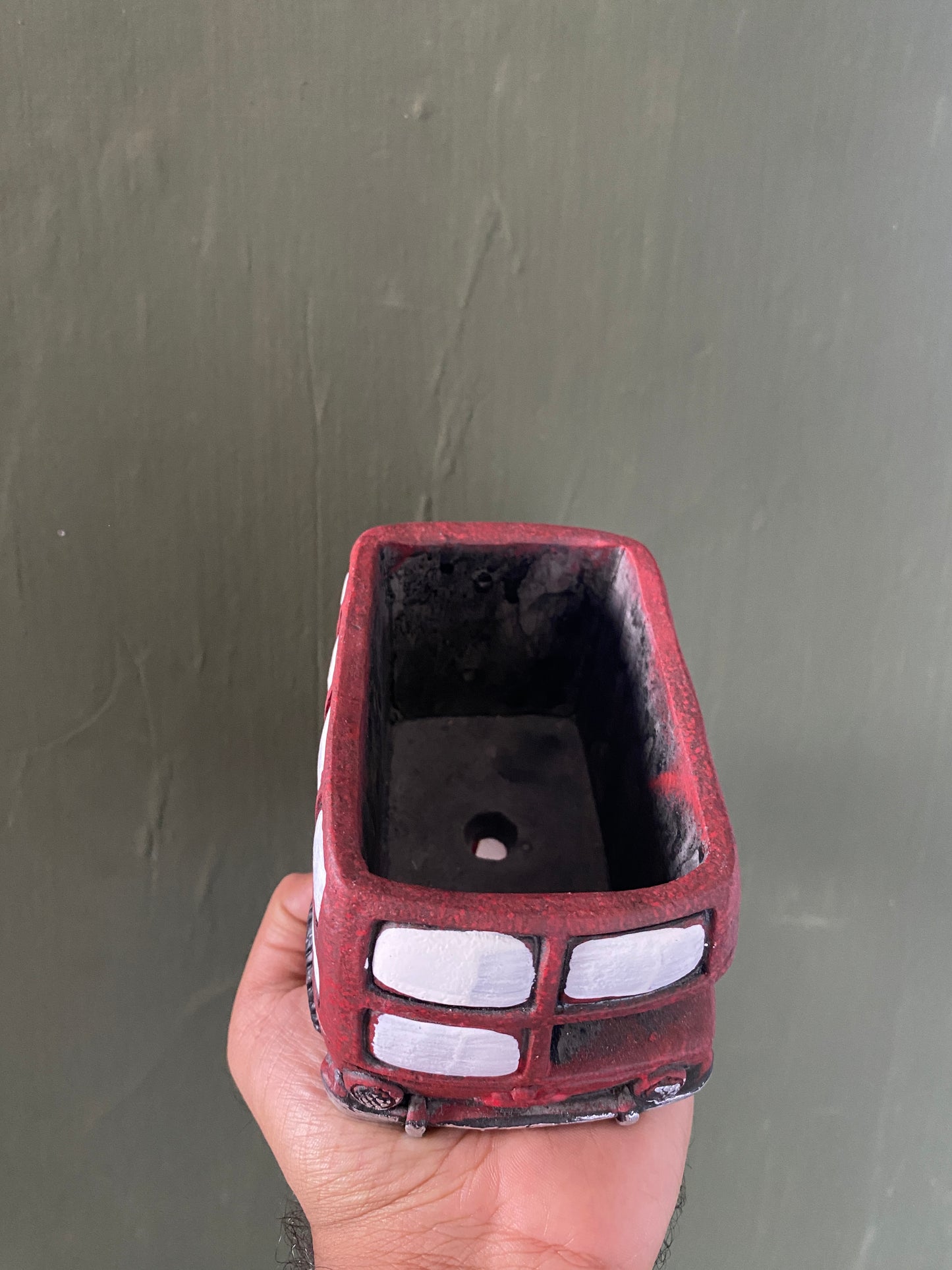 Red bus concrete planter