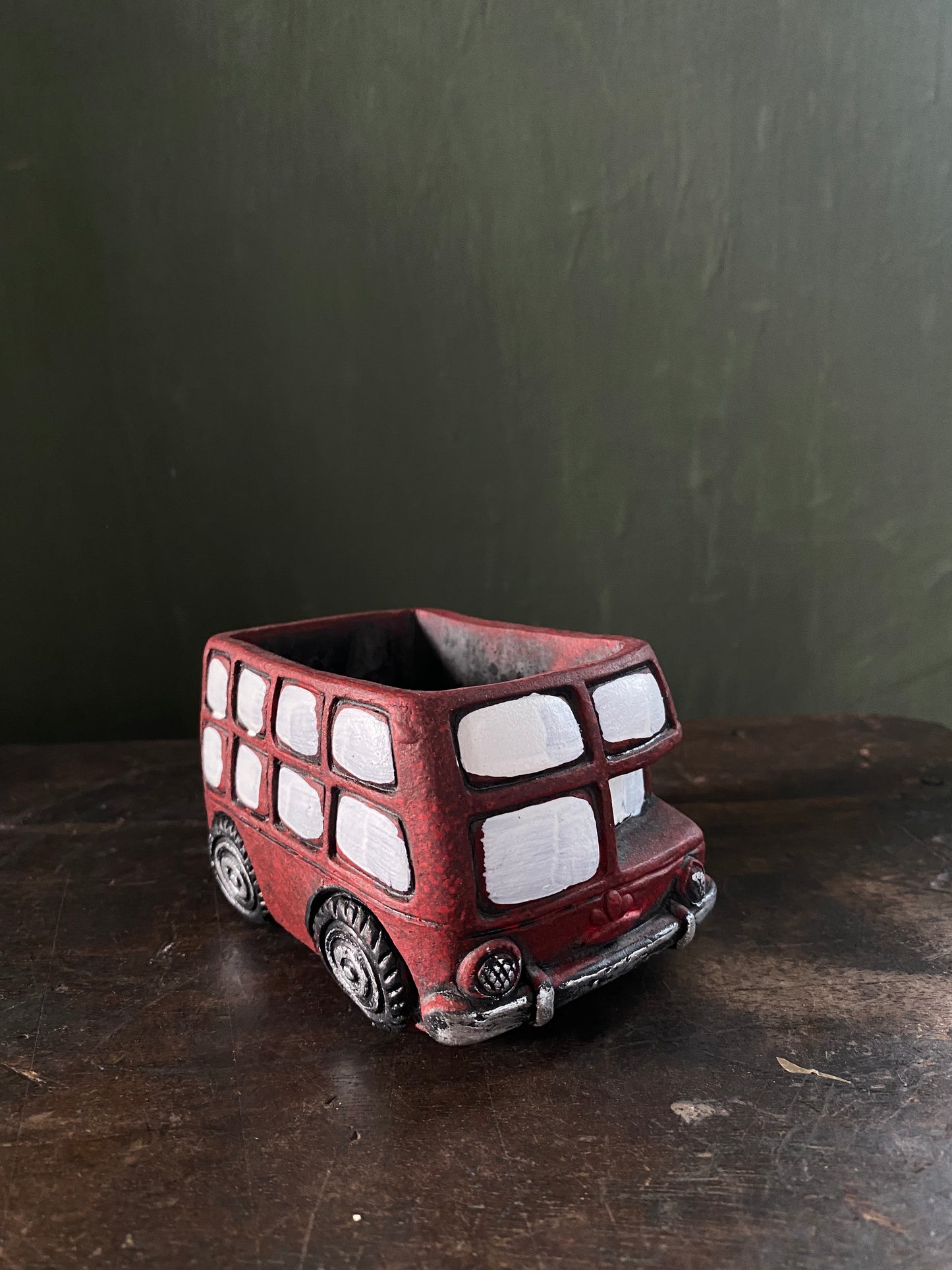 Red bus concrete planter