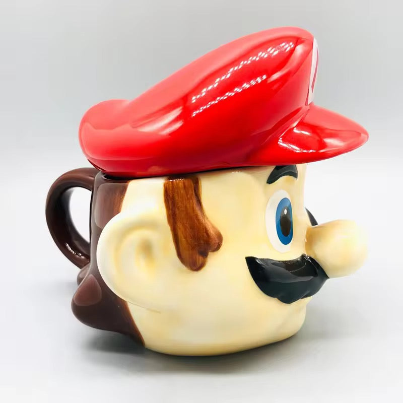 Mario ceramic coffee mug with lid