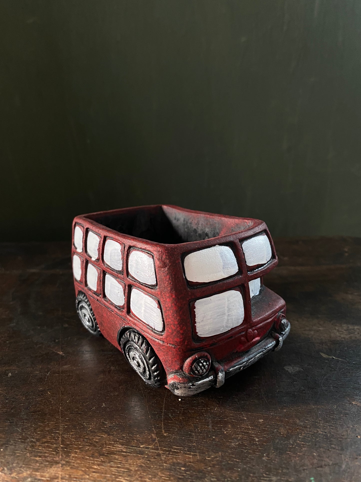 Red bus concrete planter