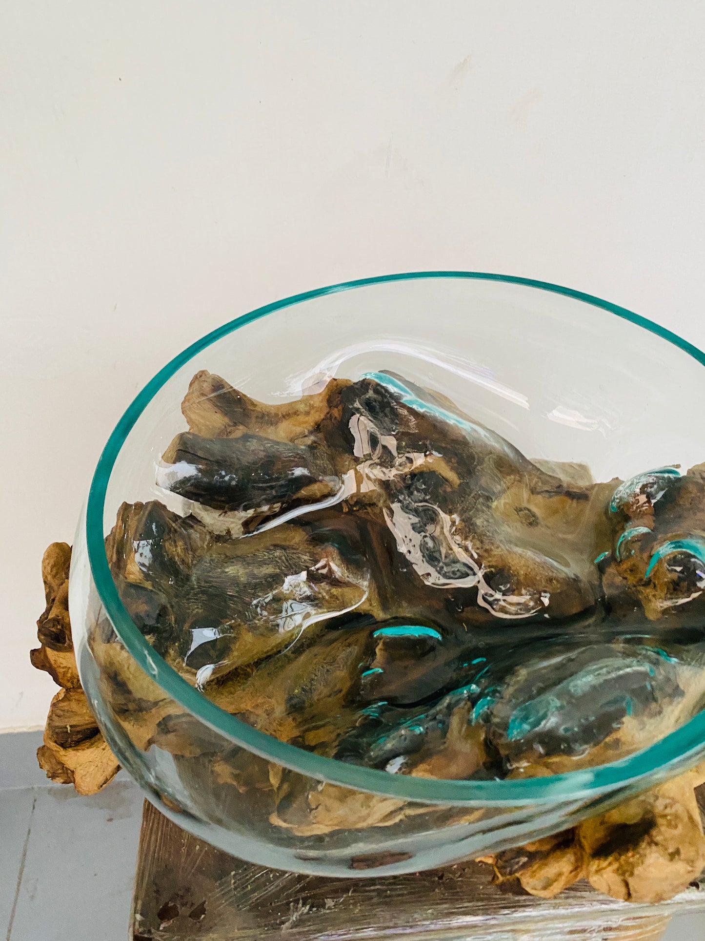 Molten Glass on teak Driftwood-Oceanbowl(large)