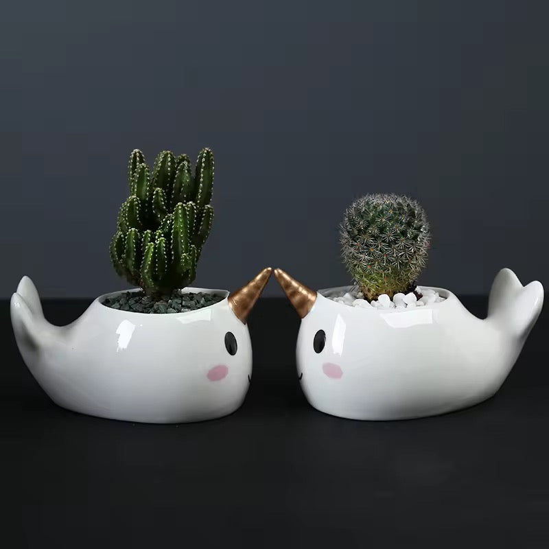 Unicorn ceramic planter