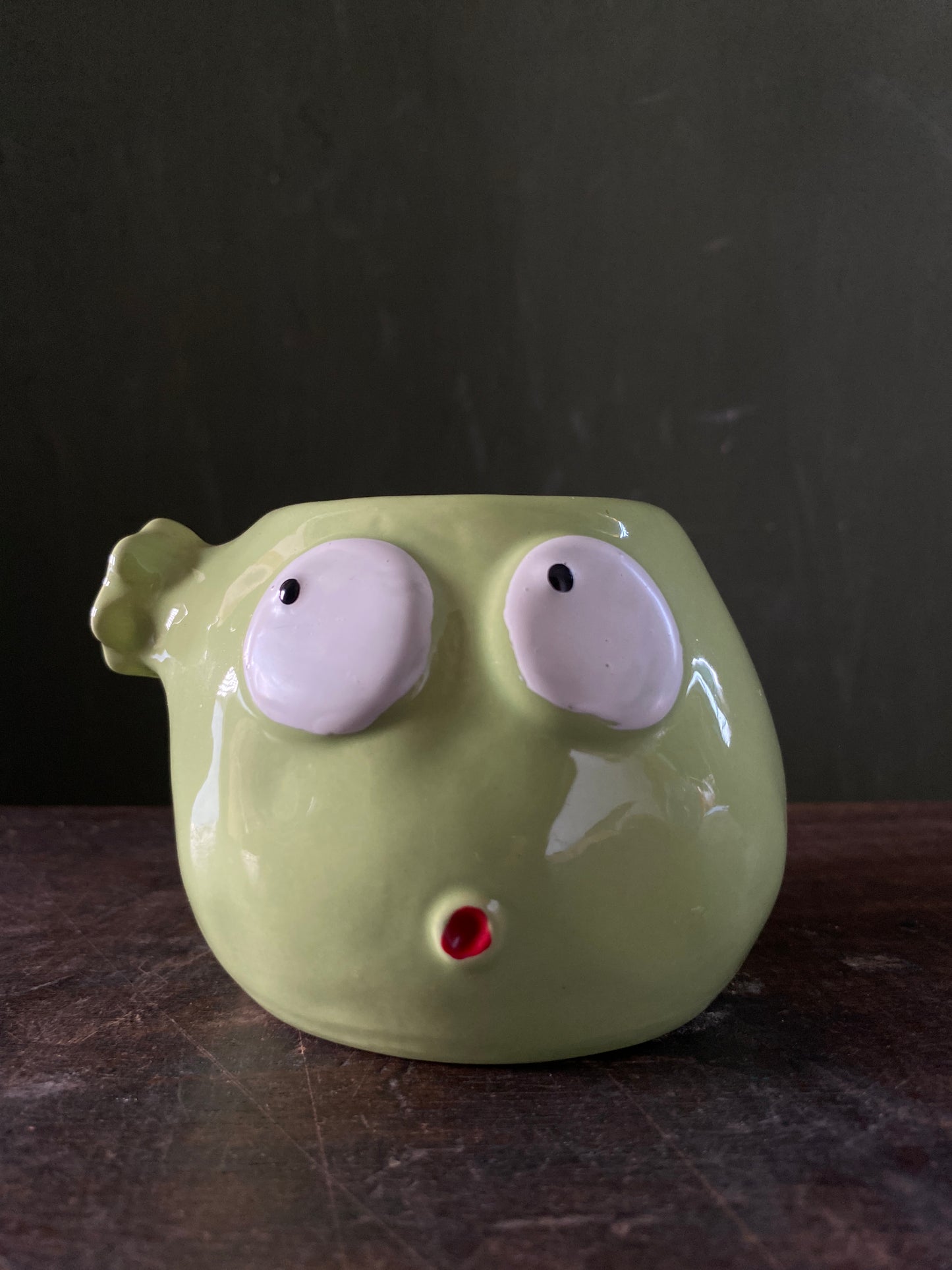 Green fish ceramic planter