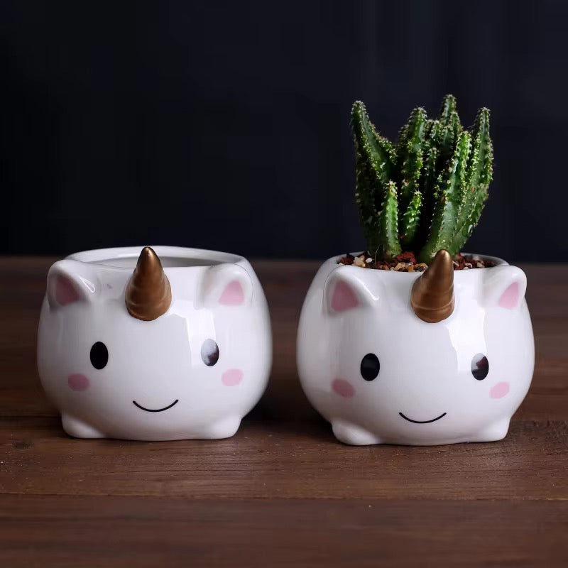 Unicorn ceramic planter