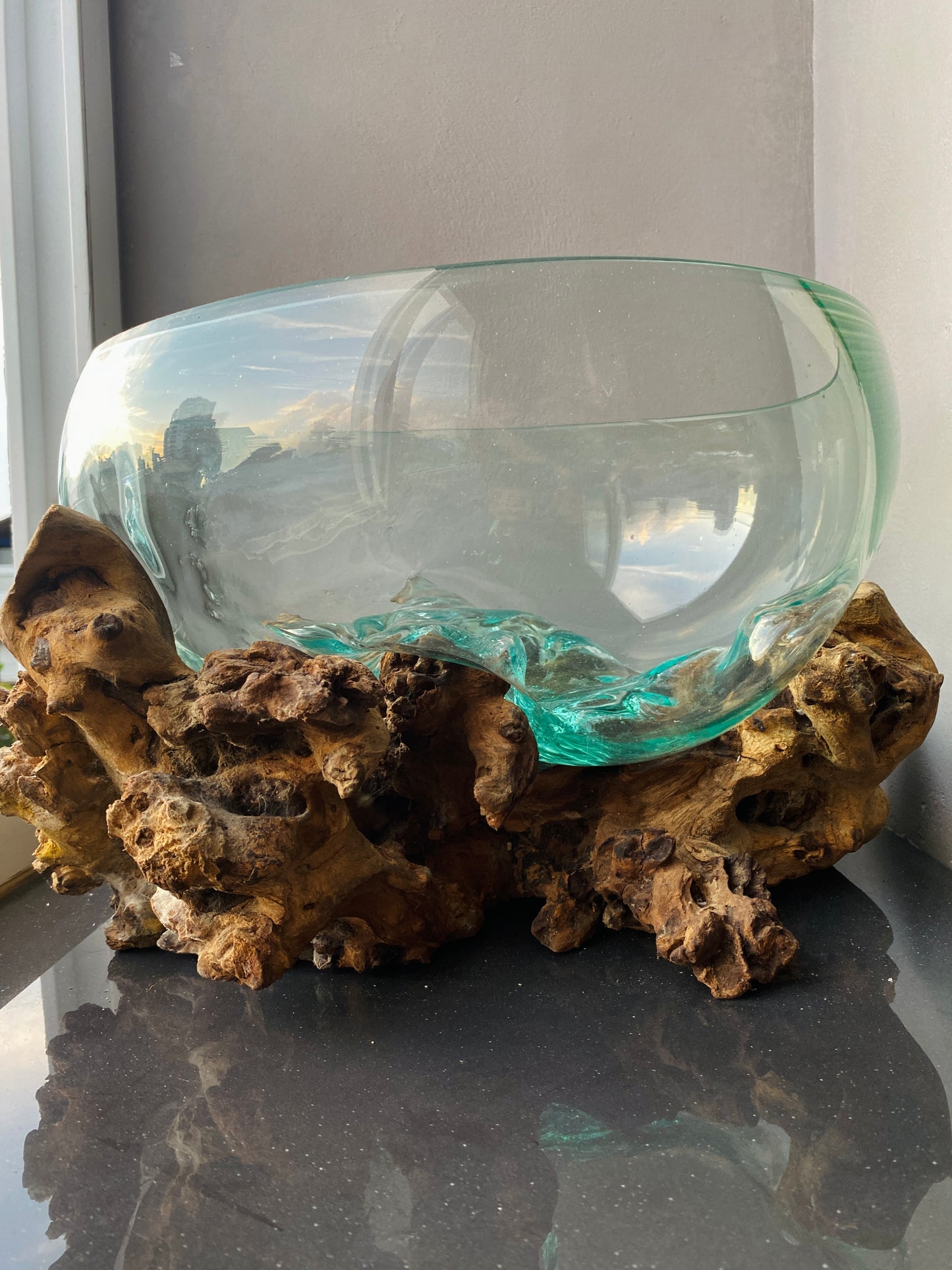 Molten Glass on polished teak Driftwood-Oceanbowl(xlarge)