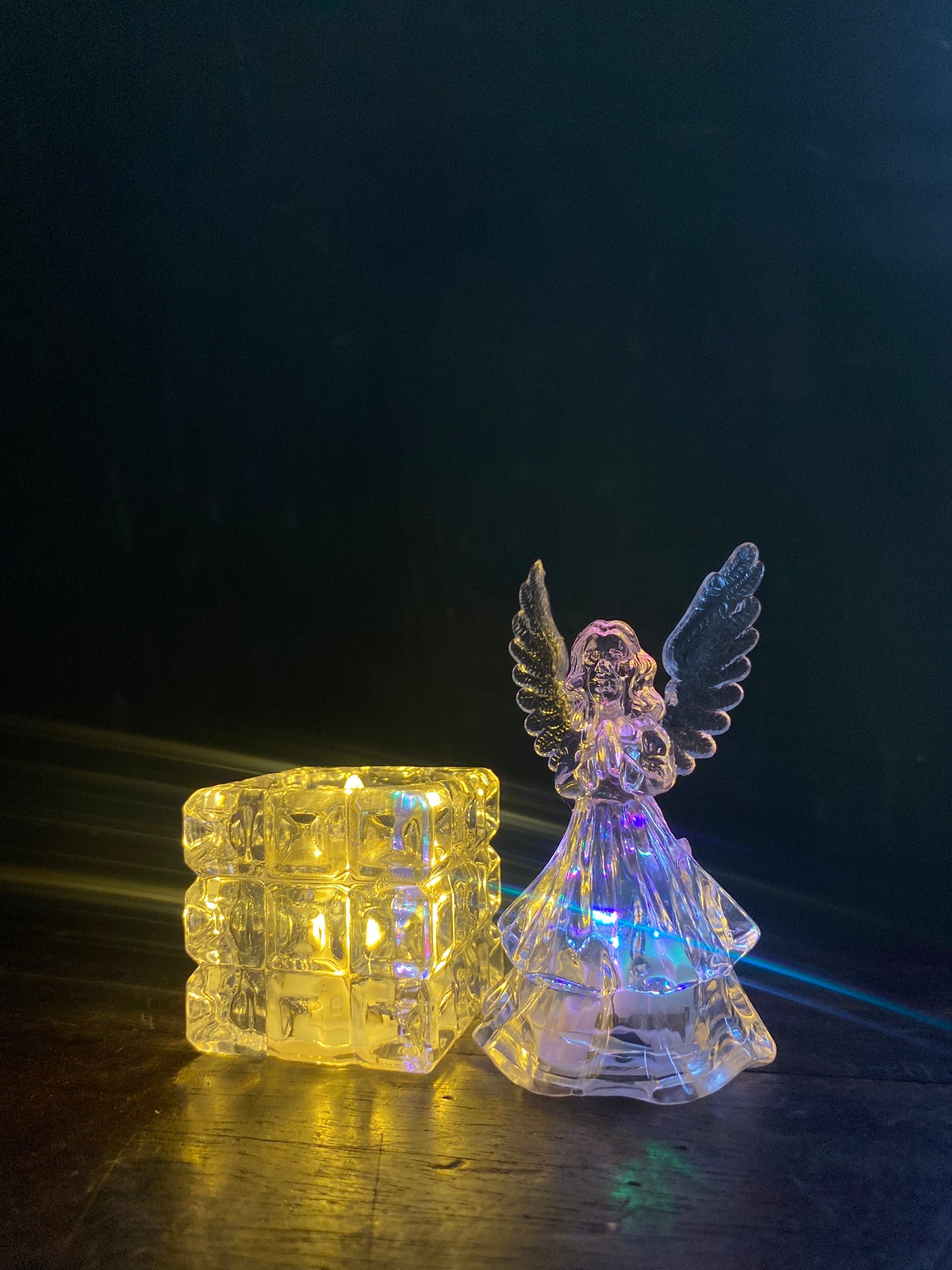 Christmas Decoration Combo – LED Candle Holder, Angel Figurine– Elegant Festive Decor