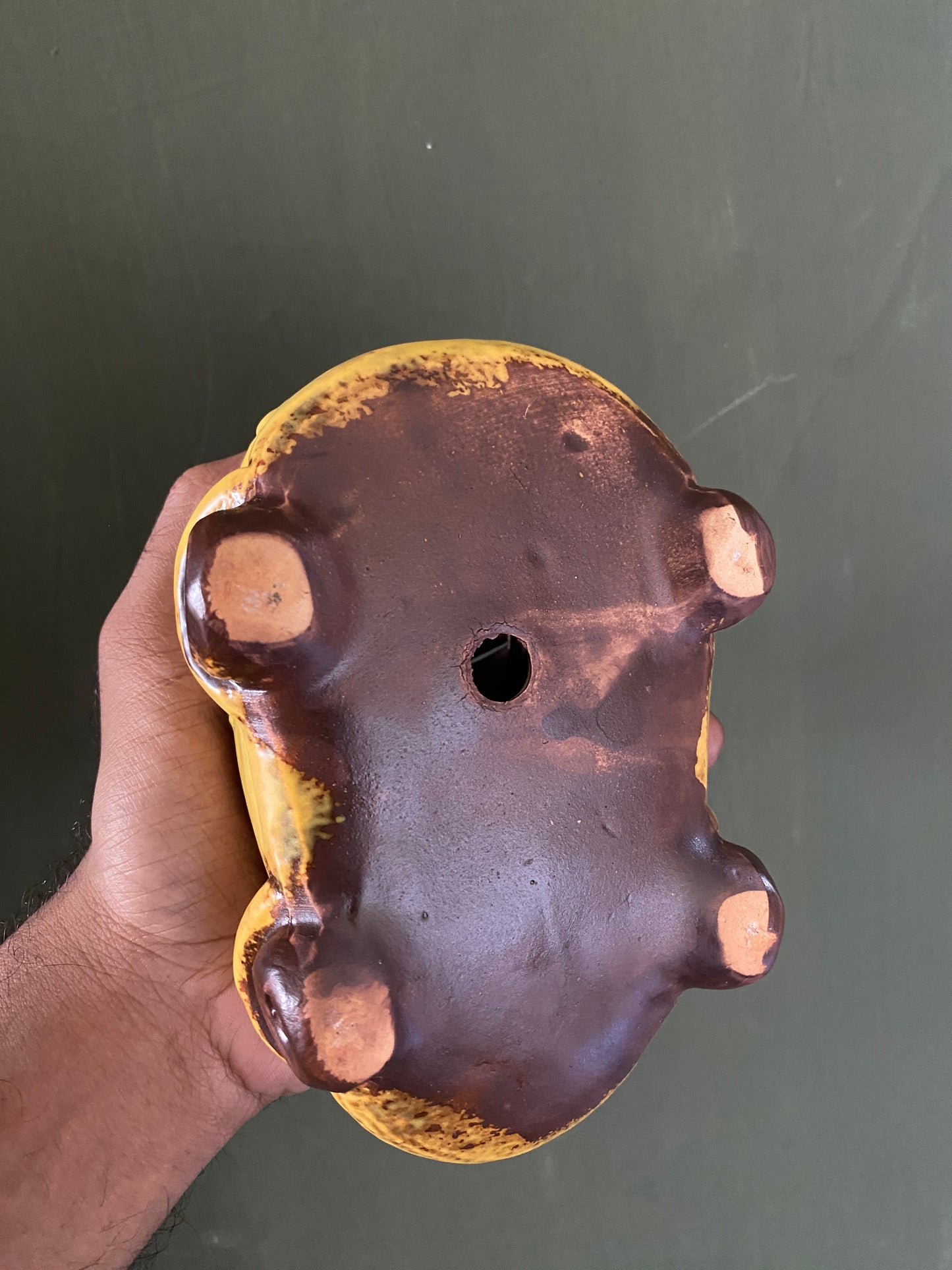 Yellow car ceramic planter