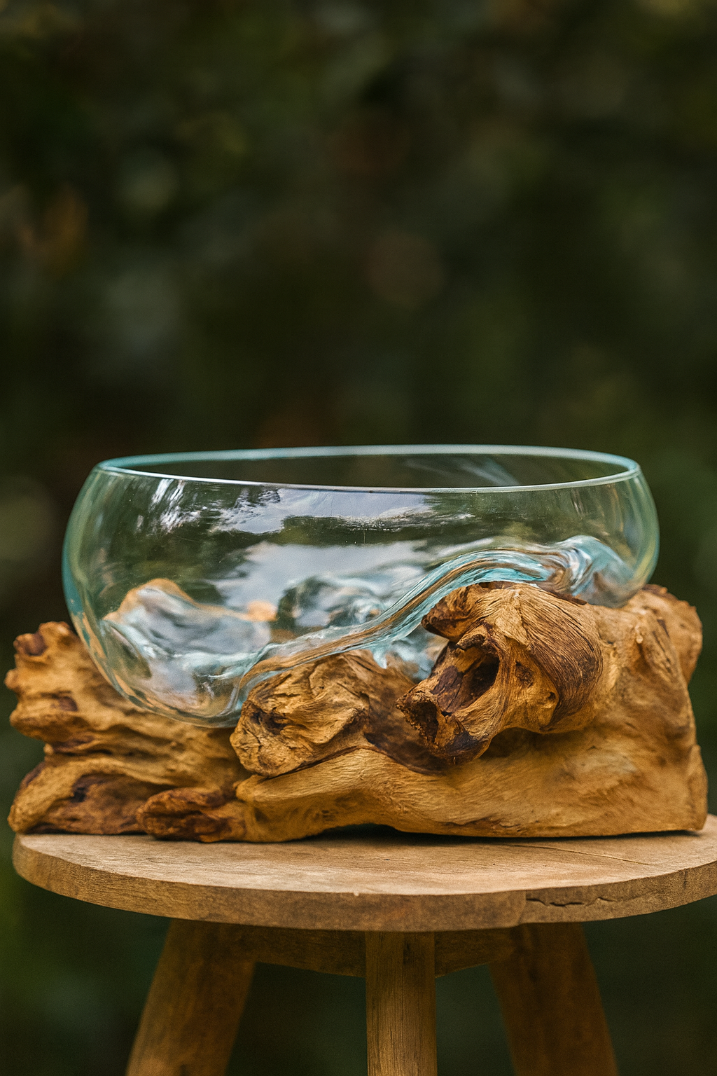 Molten Glass on teak Driftwood-Oceanbowl(large)