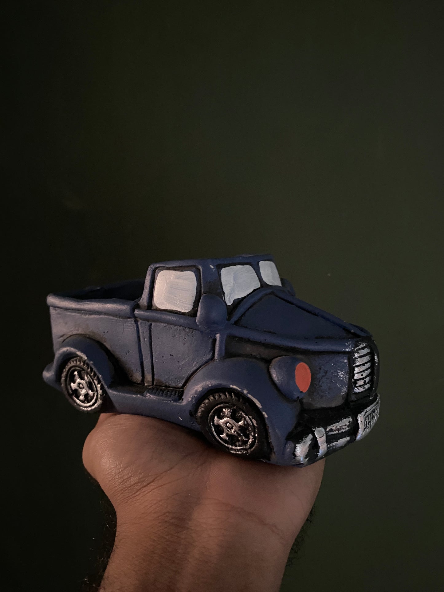 Blue car concrete planter