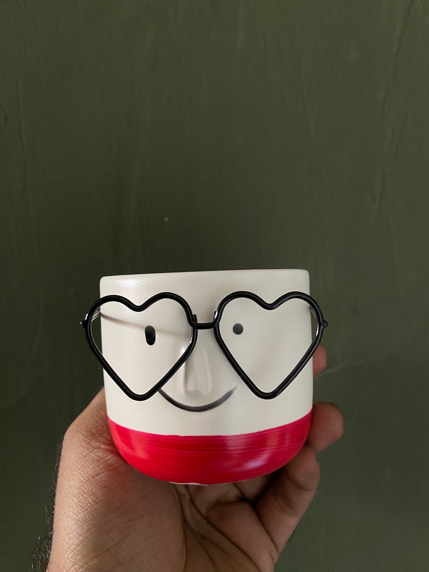 White red specs ceramic planter