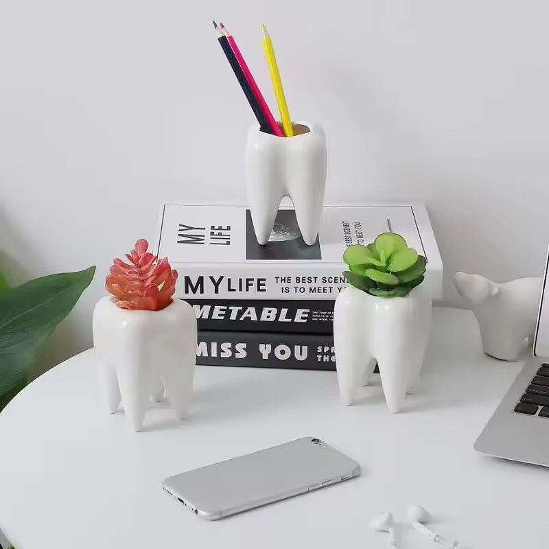Tooth ceramic planter