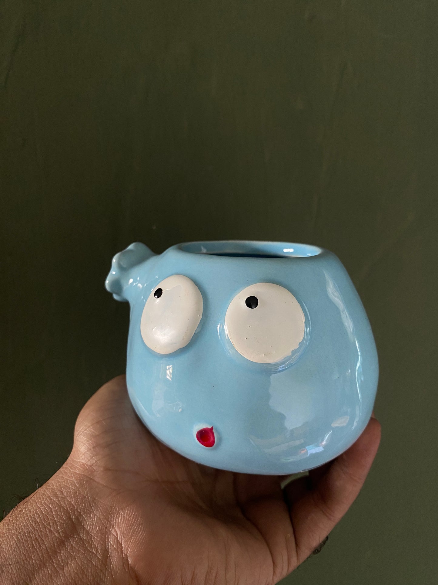 Blue fish ceramic planter
