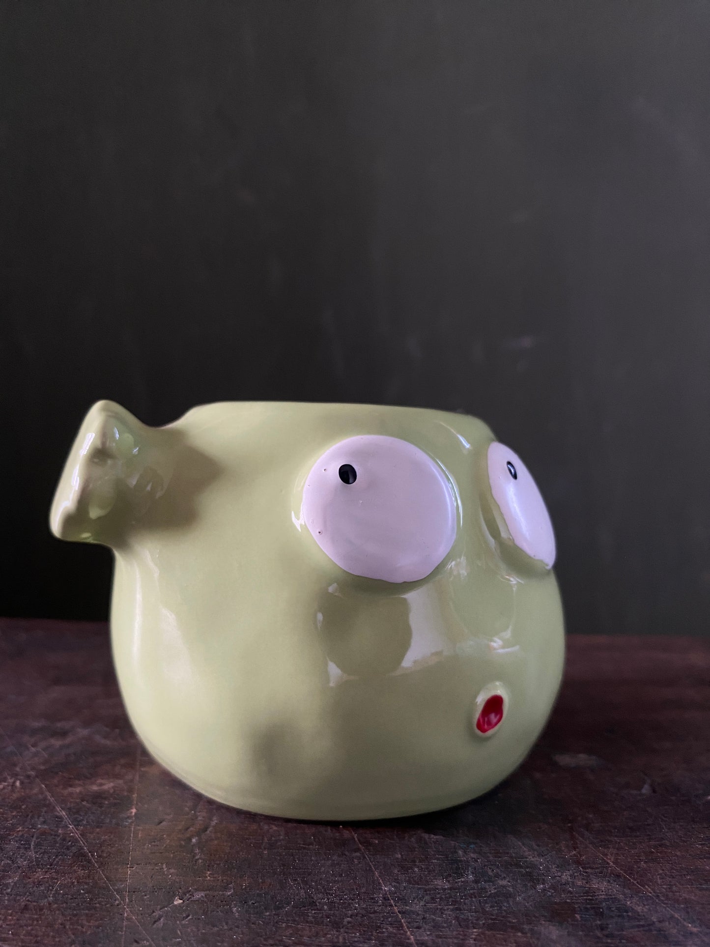 Green fish ceramic planter