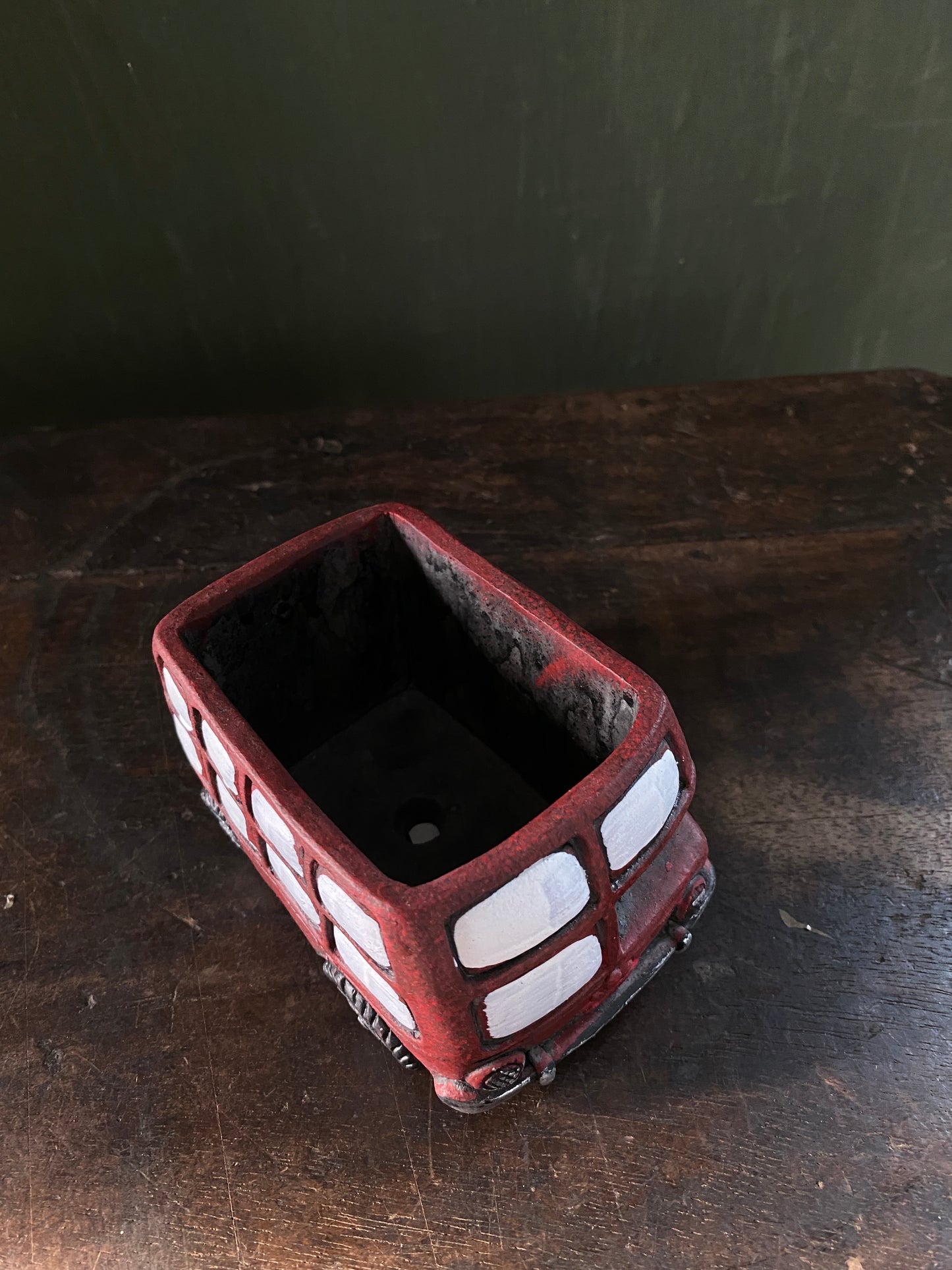 Red bus concrete planter