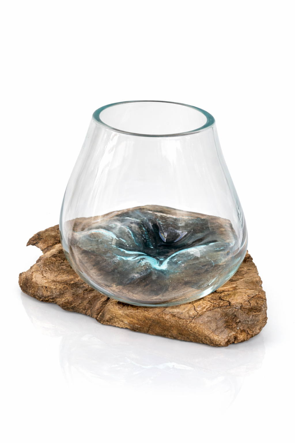 Decorative Bali driftwood glass bowl for coffee table