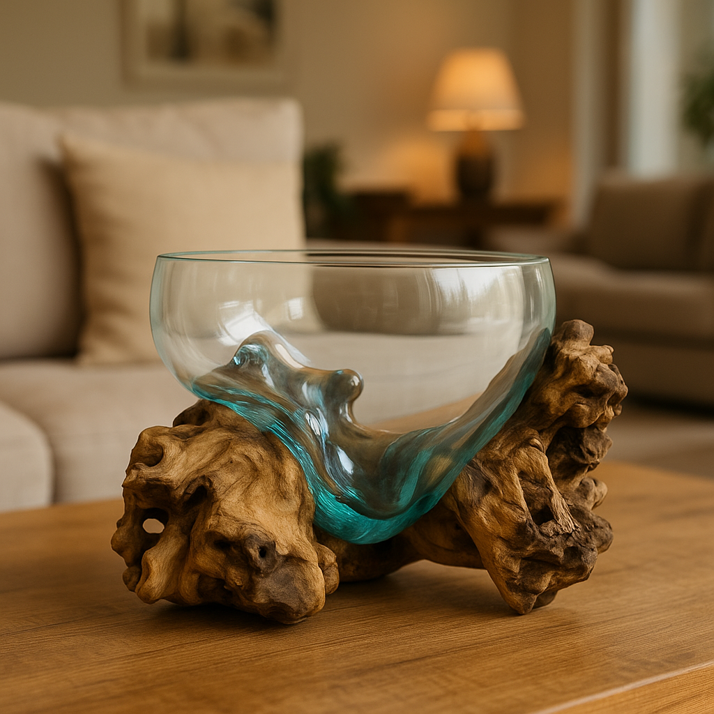 Molten Glass on teak Driftwood-Aquaroot